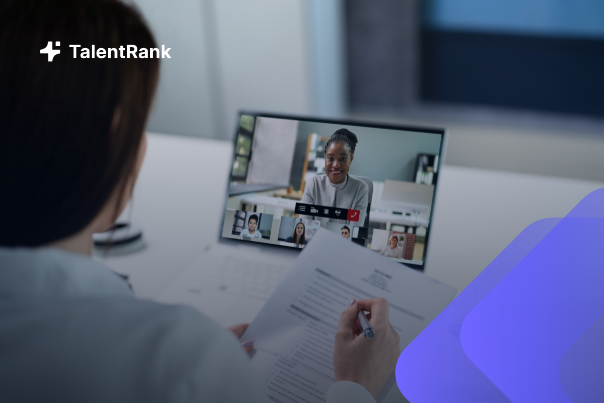 Businesswoman interacting with ai interview tool